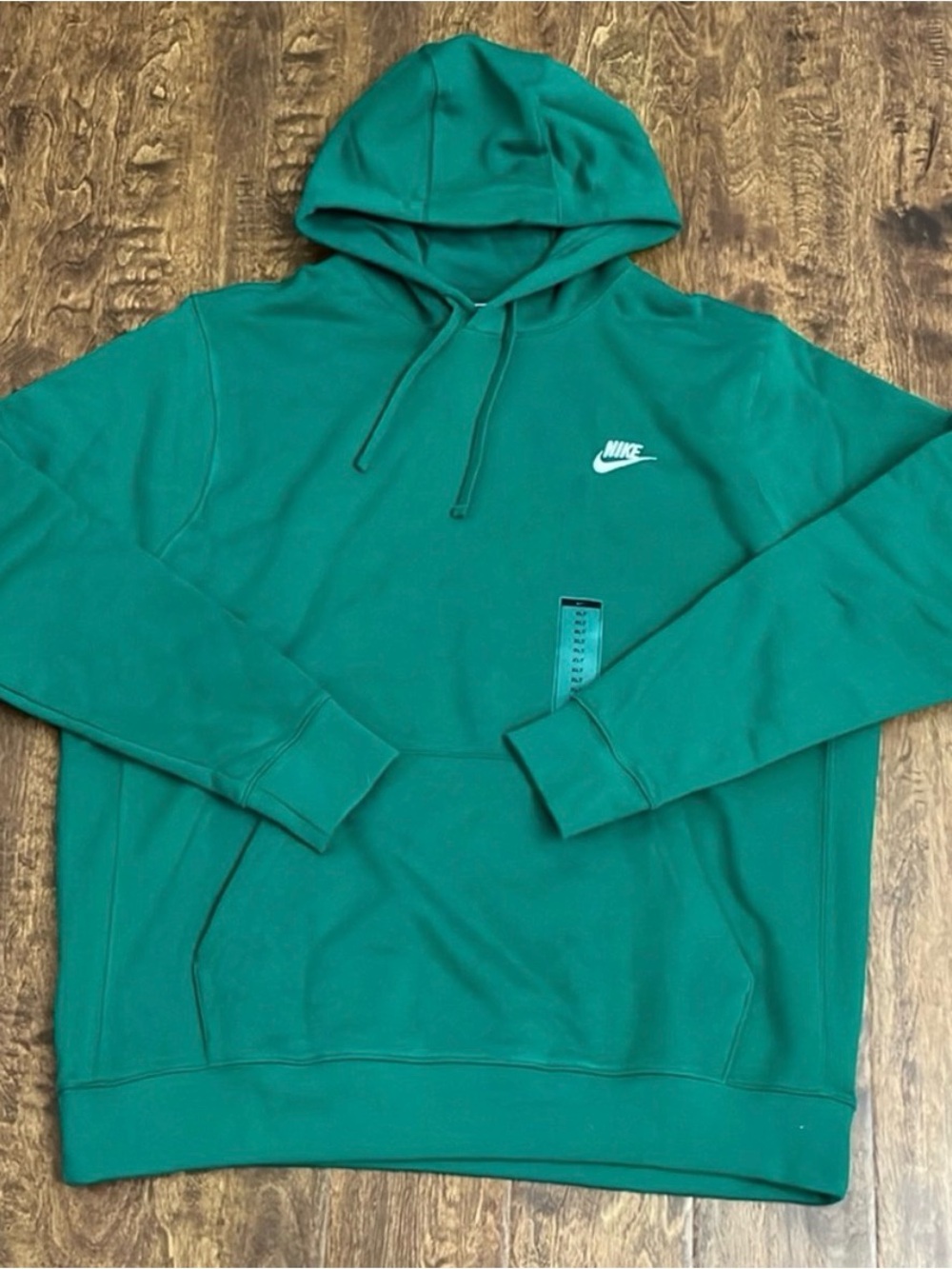 Nike Men's Green Pullover Hoodie with White Swoosh